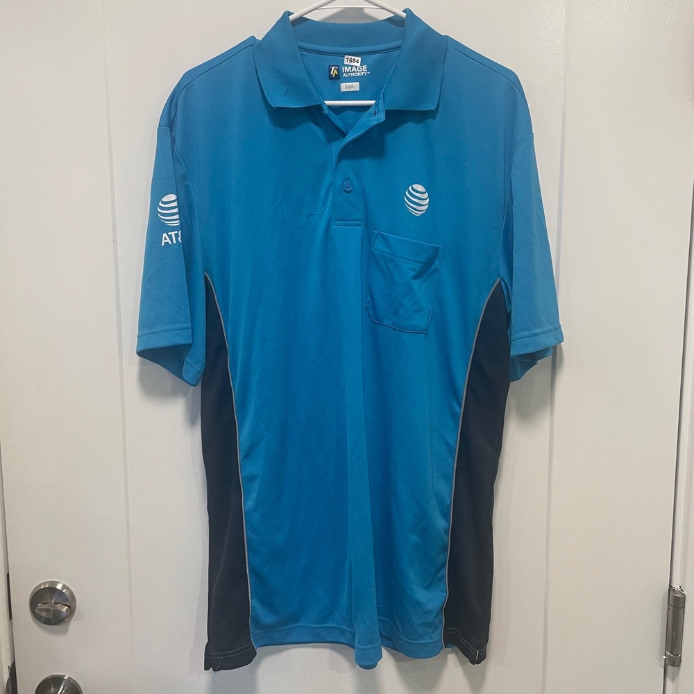 Image Authority AT&T Employee Polo Shirt Mens Large Blue Navy Uniform AC5730